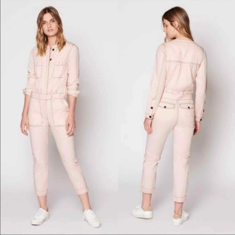 Joie Pink Kikuna Utility Jumpsuit Long Sleeve Medium